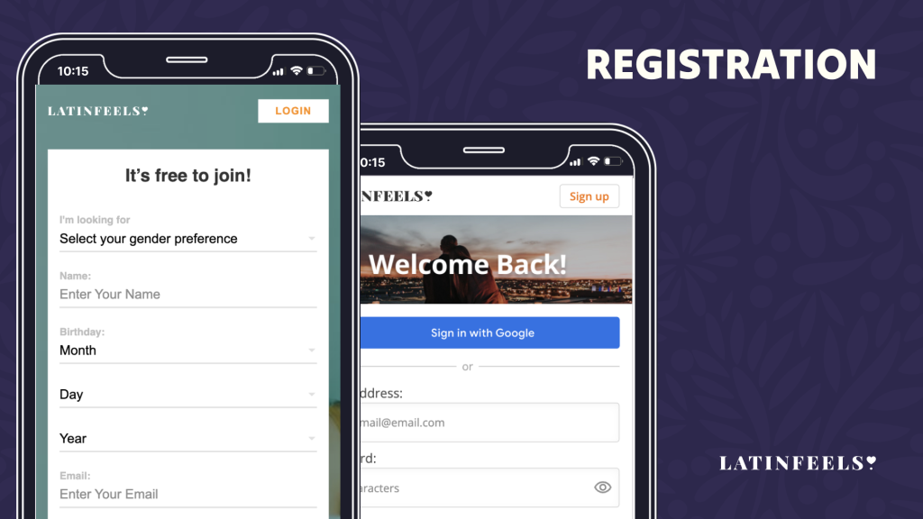 Latinfeels Sign Up Steps